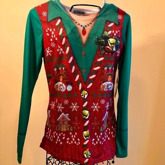 FAUX REAL SHIRT CHRISTMAS T-SHIRT M NWT - Picture 1 of 13
